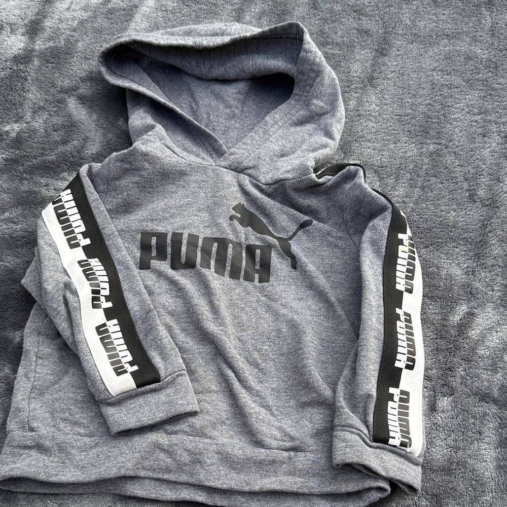 Puma Charcoal Hoodie with Logo Sleeves